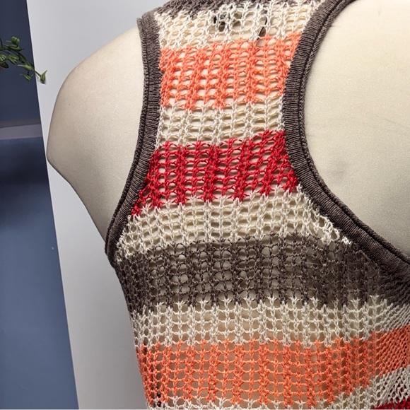 Guess Boho Festival Y2K Multicolor Retro Striped Linen Viscose Blend Tank Top - Picture 4 of 8